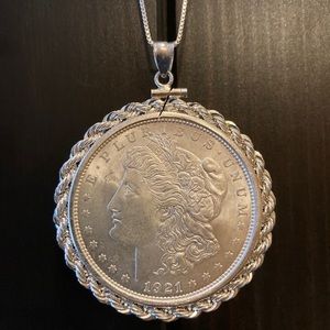Morgan Silver Dollar in Sterling Silver Bezel
